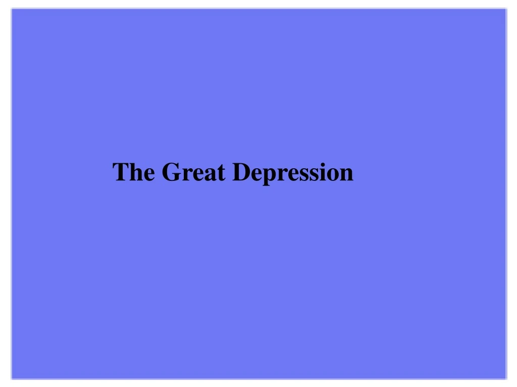 the great depression