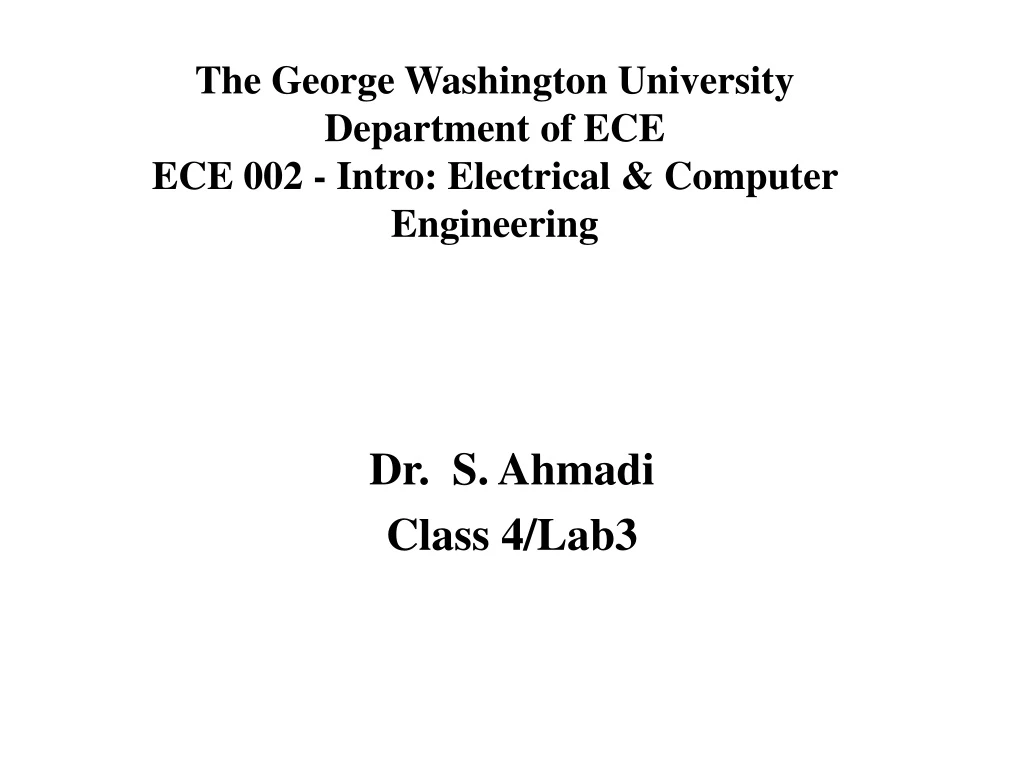 the george washington university department of ece ece 002 intro electrical computer engineering