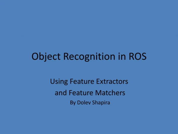 Object Recognition in ROS
