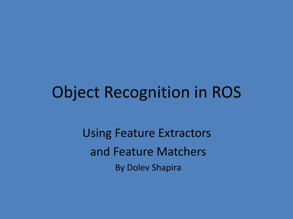 object recognition in ros