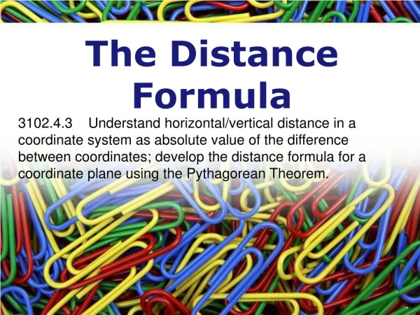 The Distance Formula