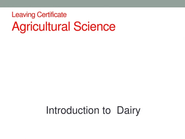 Leaving Certificate  Agricultural Science
