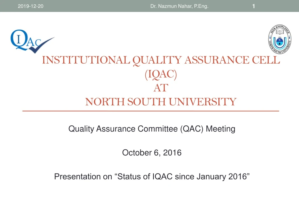 institutional quality assurance cell iqac at north south university