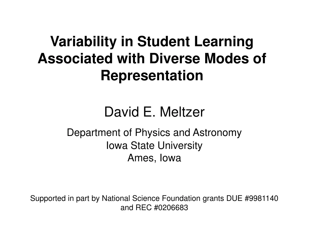 variability in student learning associated with diverse modes of representation