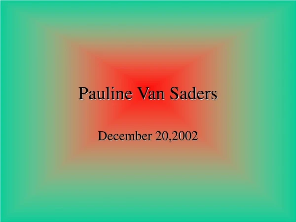 Pauline Van Saders
