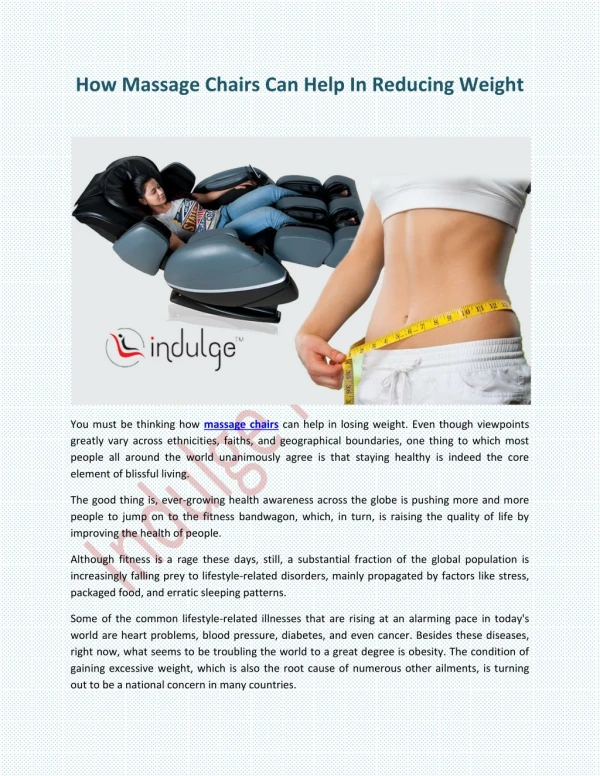 How Massage Chairs Can Help In Reducing Weight