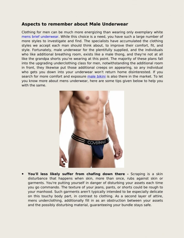 Aspects to remember about Male Underwear