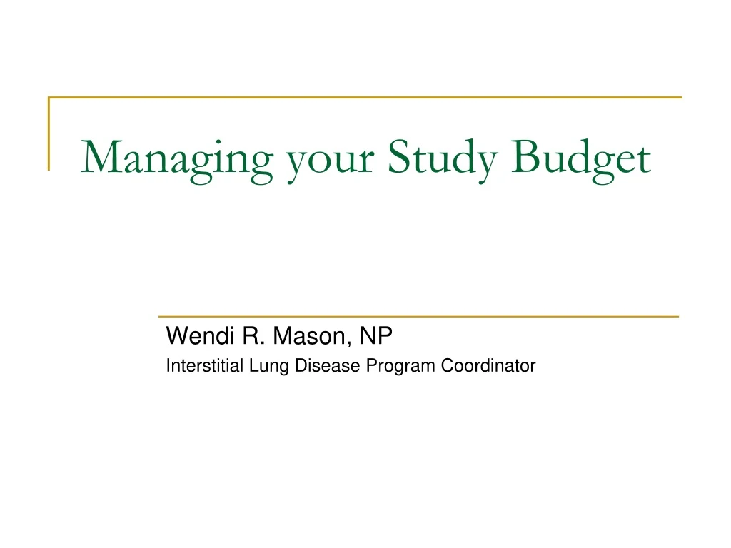 managing your study budget