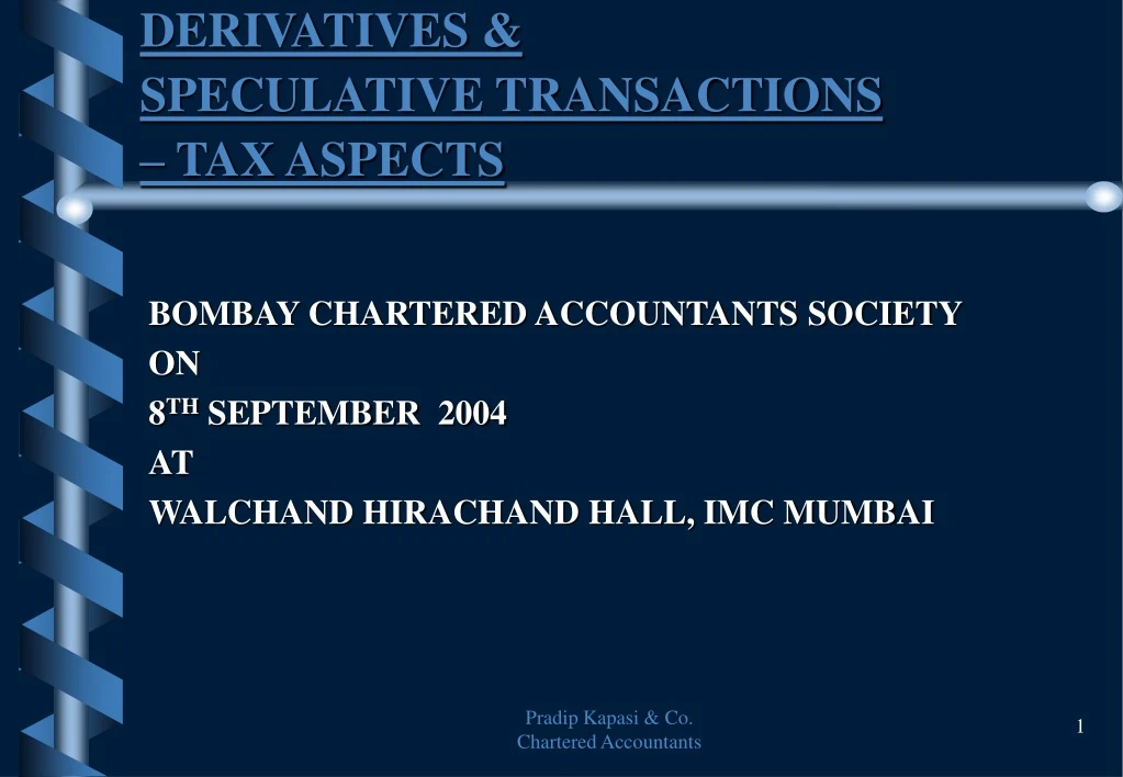derivatives speculative transactions tax aspects