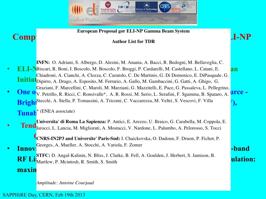 compton collision scheme of e gammas proposal for eli np