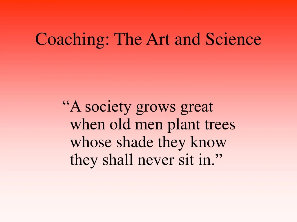 coaching the art and science