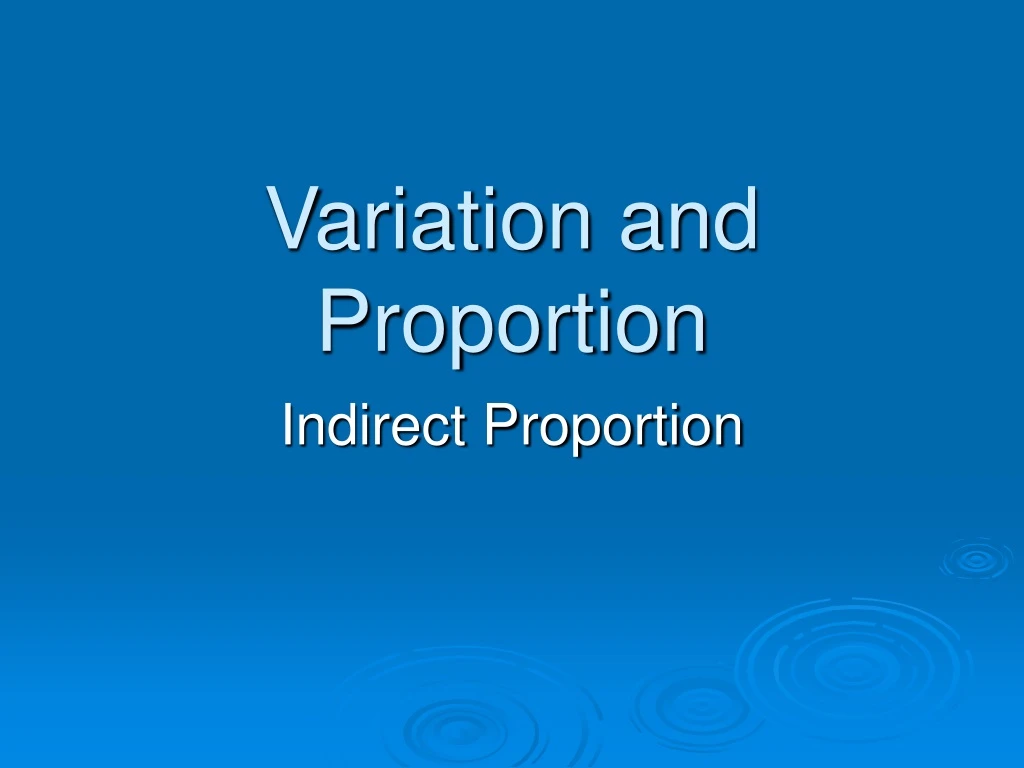 variation and proportion