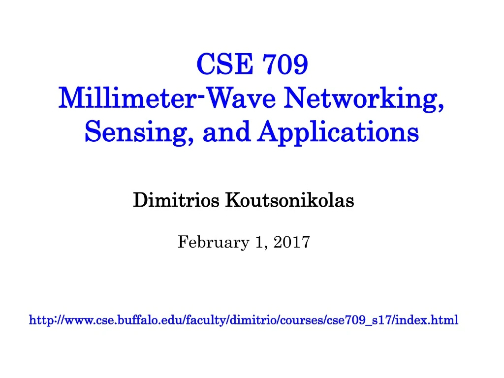 cse 709 millimeter wave networking sensing and applications