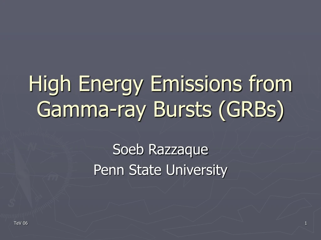 high energy emissions from gamma ray bursts grbs