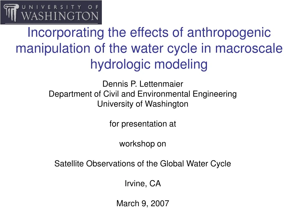 incorporating the effects of anthropogenic