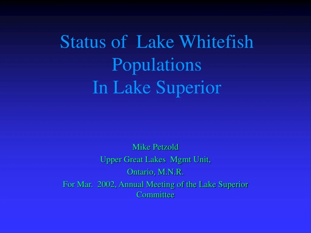 status of lake whitefish populations in lake superior