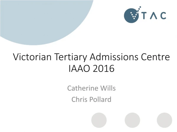 Victorian Tertiary Admissions Centre IAAO 2016