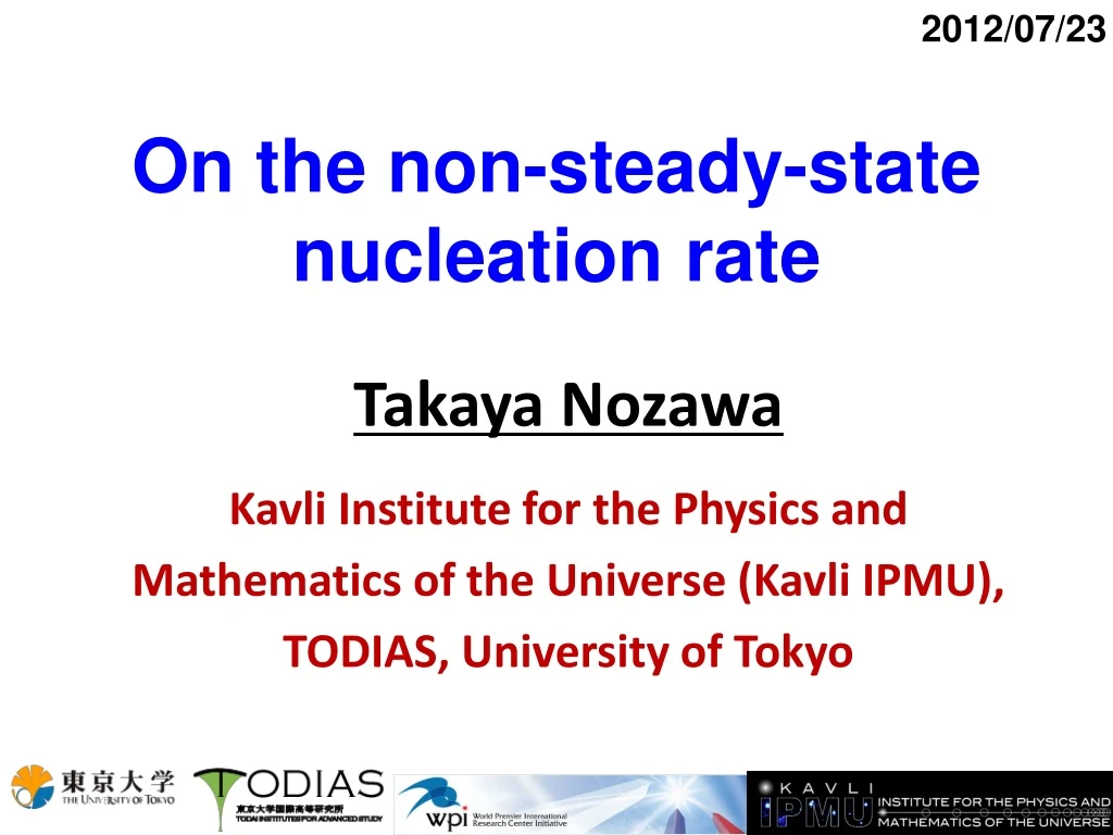 on the non steady state nucleation rate