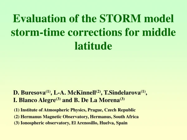 Evaluation of the STORM model storm-time corrections for middle latitude