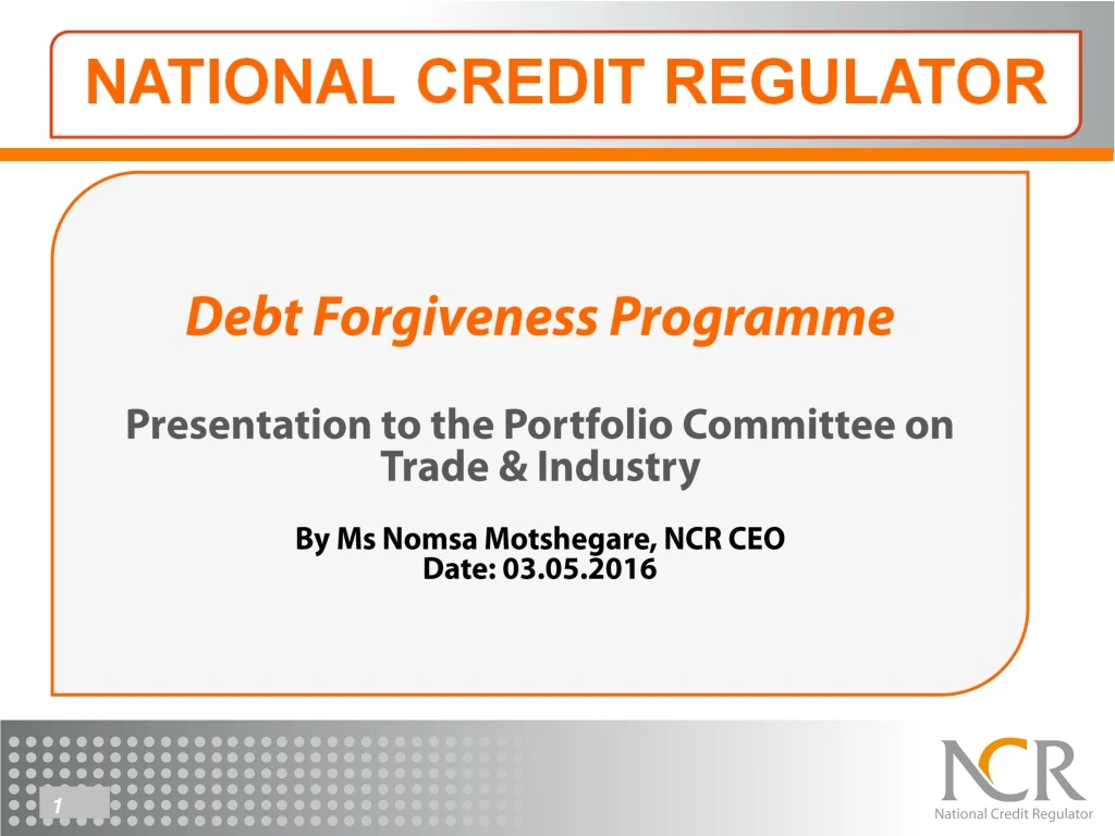 debt forgiveness programme presentation