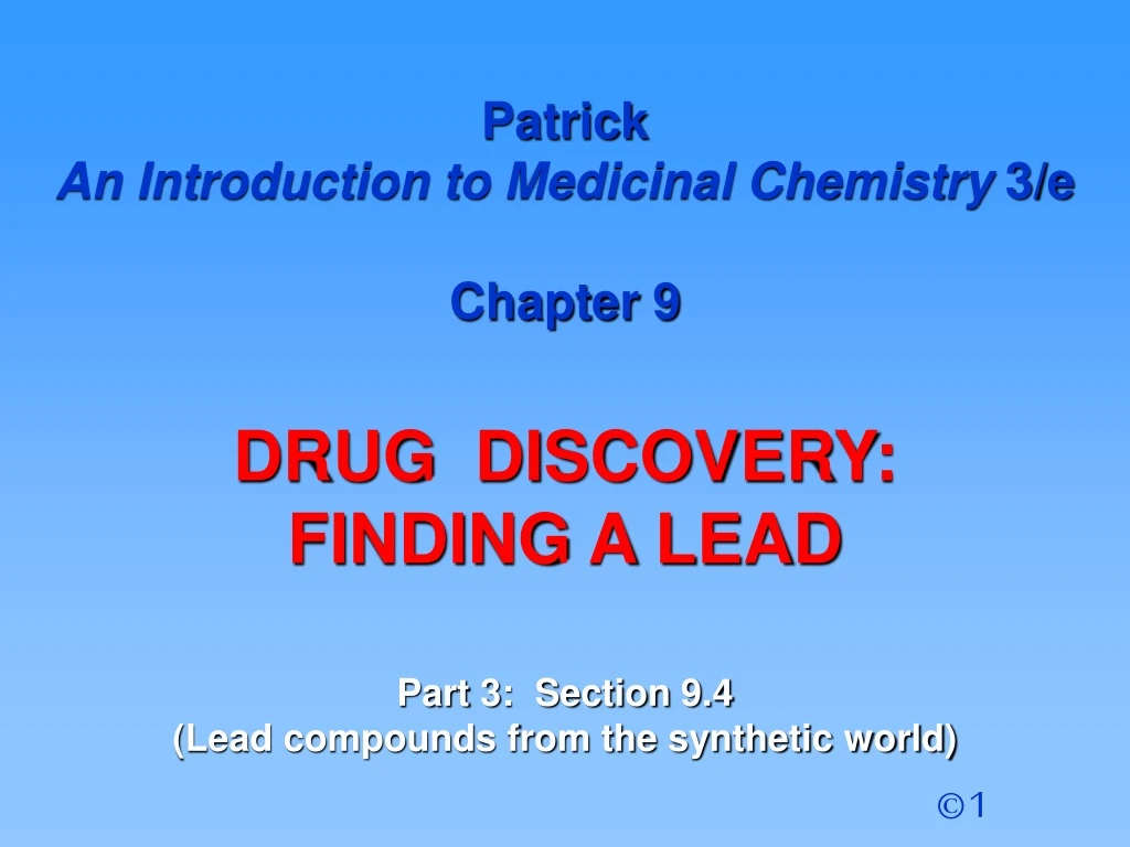 patrick an introduction to medicinal chemistry
