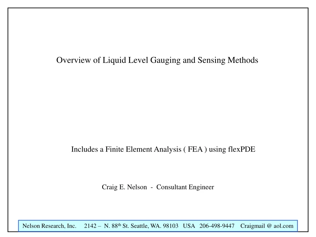 overview of liquid level gauging and sensing