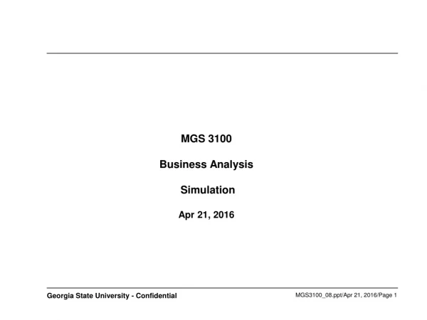 MGS 3100 Business Analysis  Simulation Apr 21, 2016