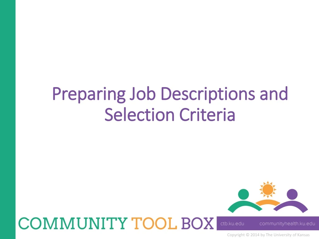 preparing job descriptions and selection criteria