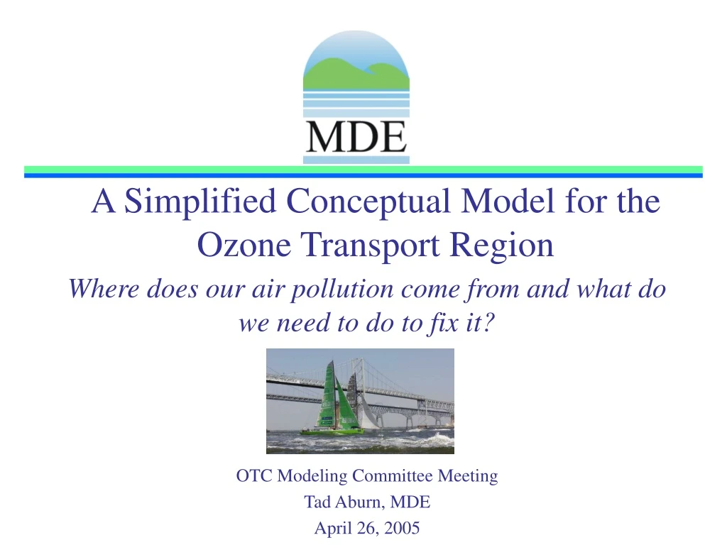 a simplified conceptual model for the ozone transport region