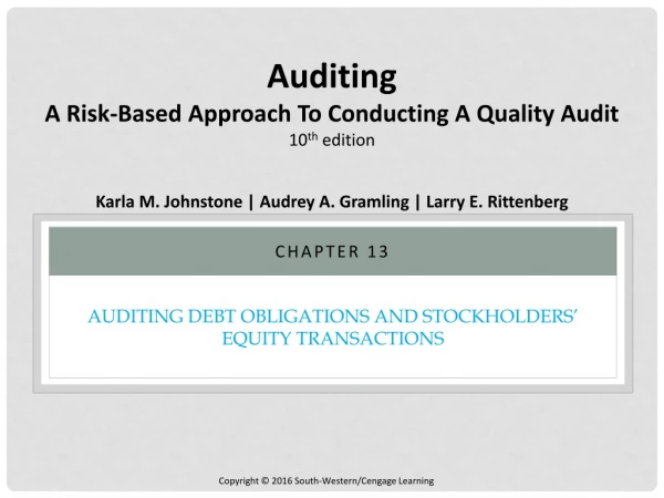 AUDITING DEBT OBLIGATIONS AND STOCKHOLDERS ’ EQUITY TRANSACTIONS