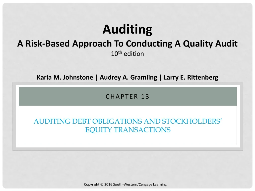 auditing debt obligations and stockholders equity transactions