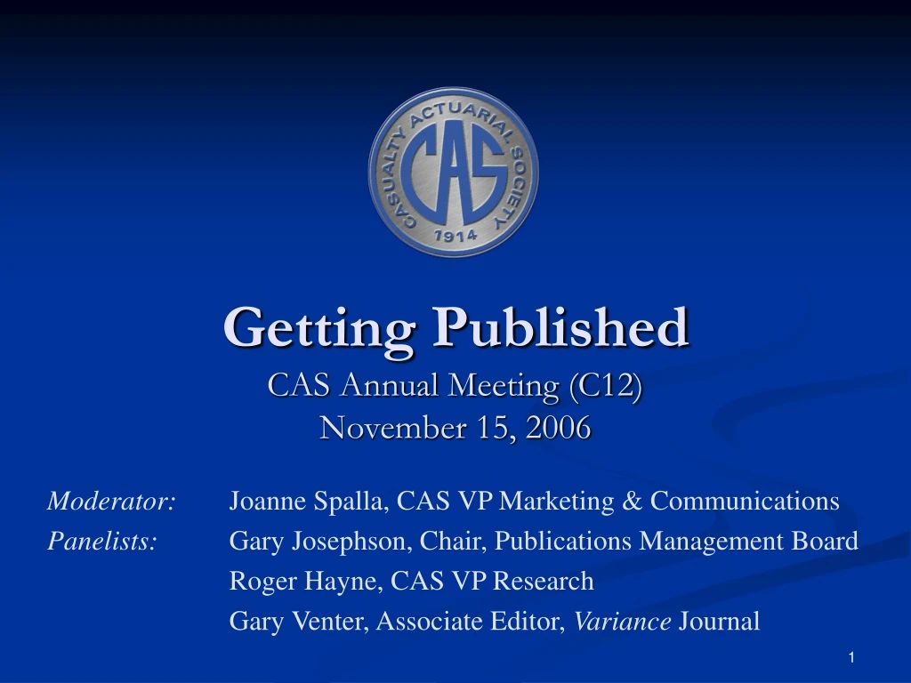 getting published cas annual meeting c12 november 15 2006