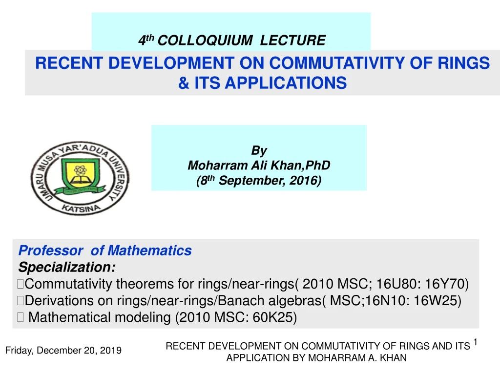 4 th colloquium lecture