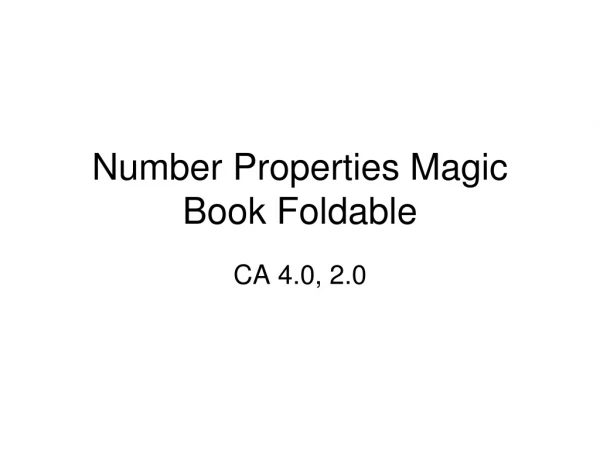 Number Properties Magic Book Foldable