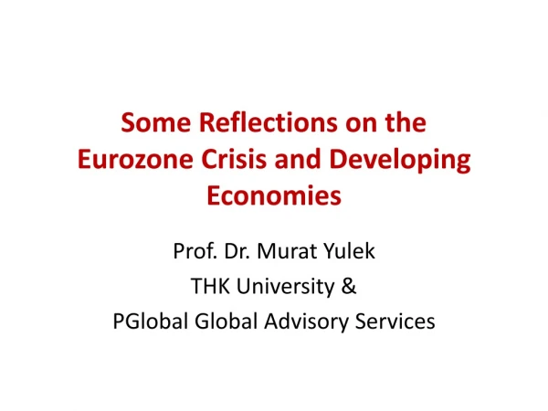 Some Reflections on the  Eurozone Crisis and Developing Economies