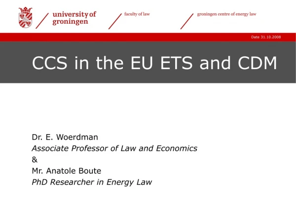 CCS in the EU ETS and CDM