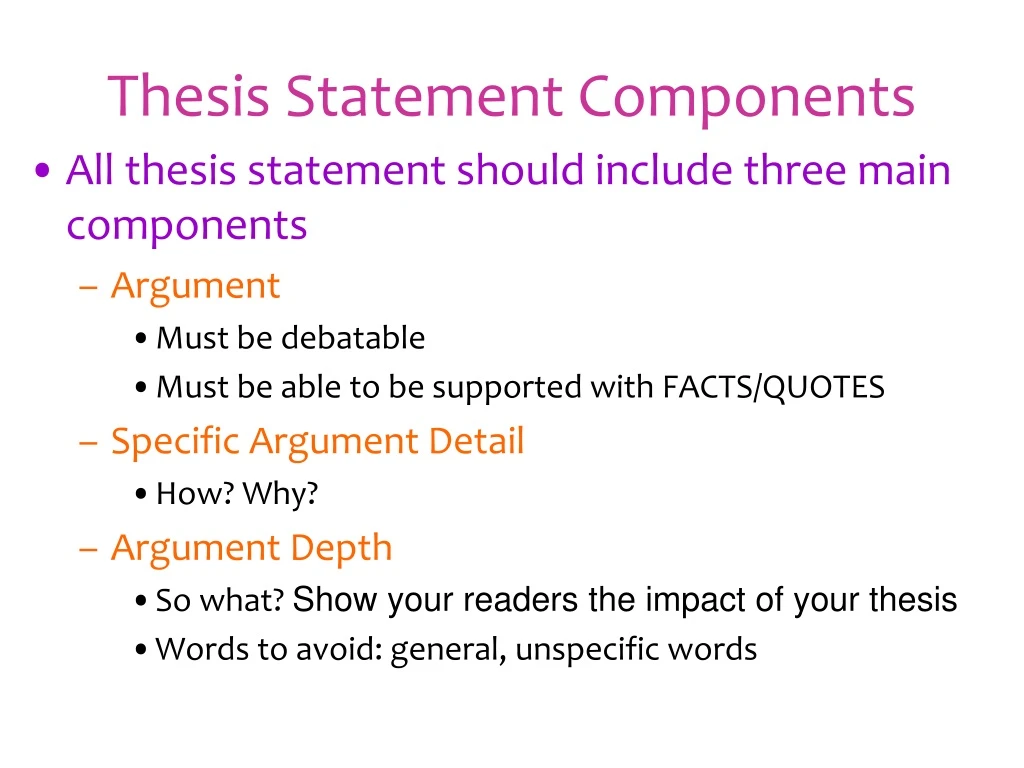 thesis statement components