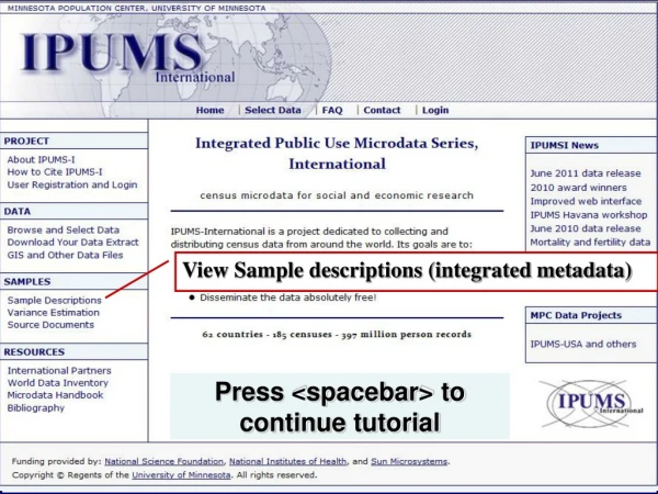View Sample descriptions (integrated metadata)