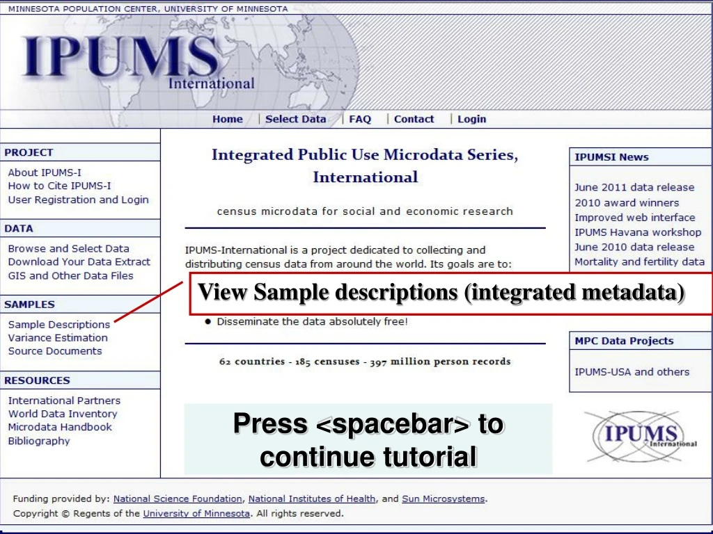 view sample descriptions integrated metadata