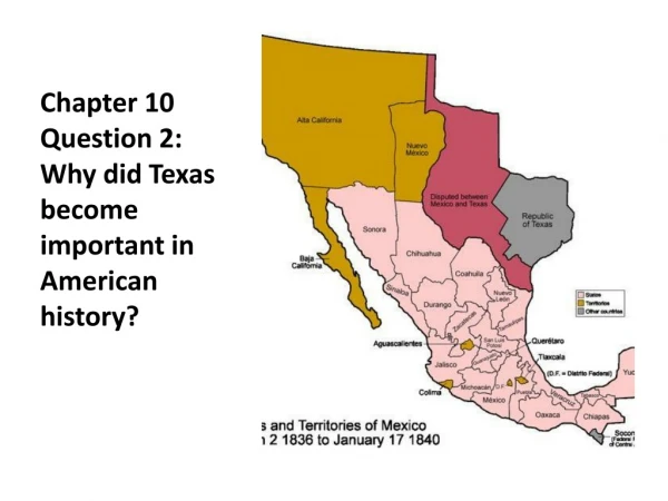 Chapter 10 Question 2: Why did Texas become important in American history?