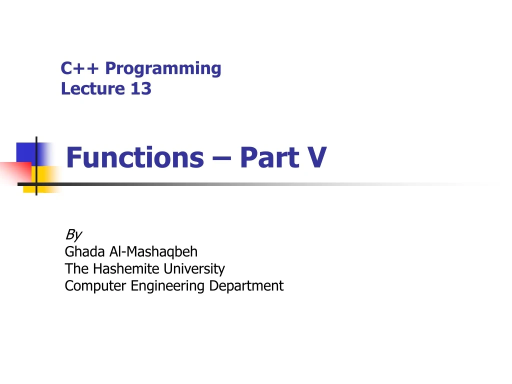 c programming lecture 13 functions part v