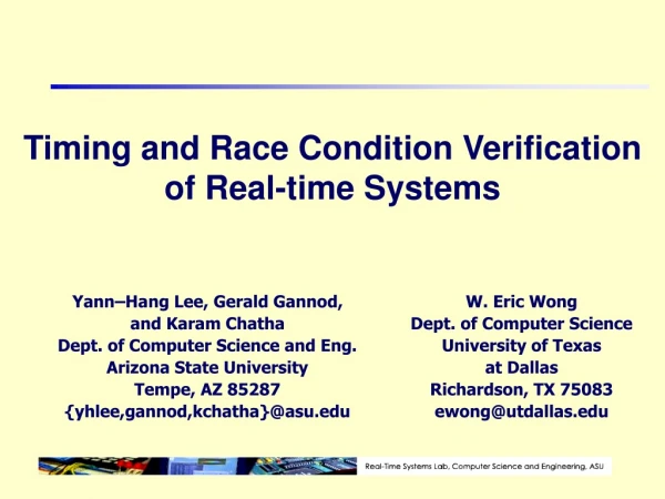 Timing and Race Condition Verification of Real-time Systems
