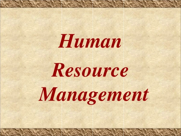 Human  Resource Management