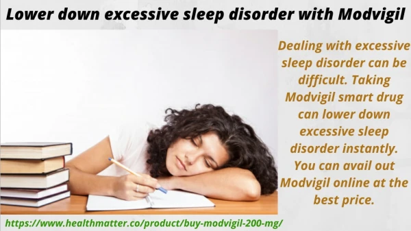 Lower down excessive sleep disorder with Modvigil