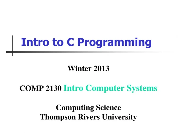 Intro to C Programming