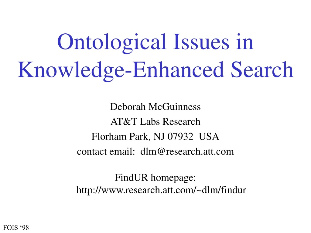 ontological issues in knowledge enhanced search