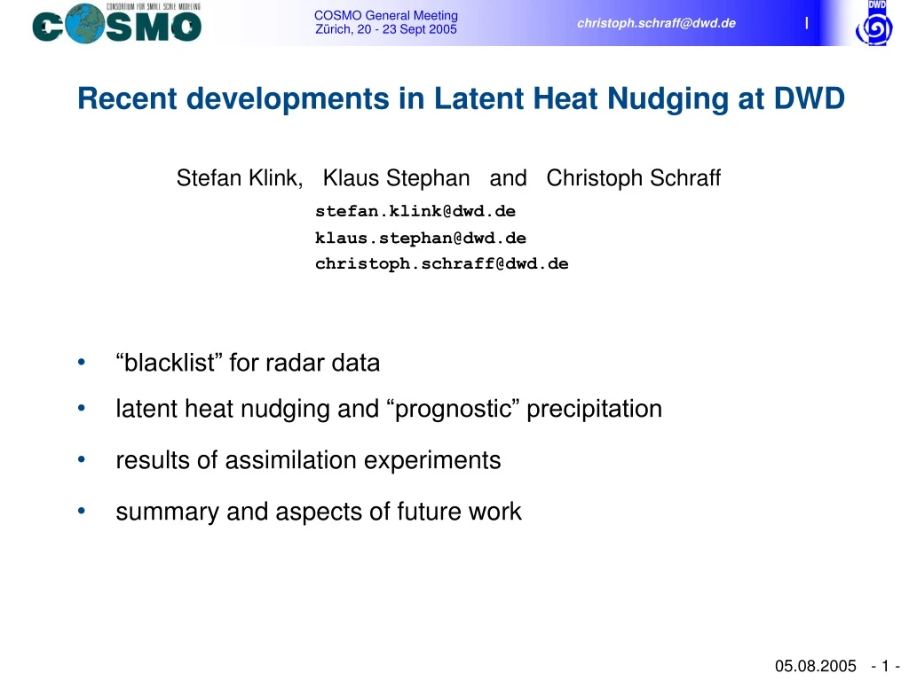 recent developments in latent heat nudging at dwd