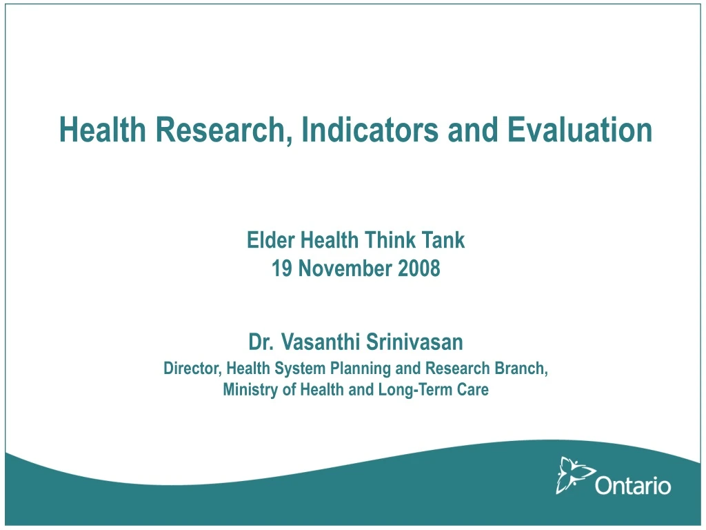 health research indicators and evaluation elder