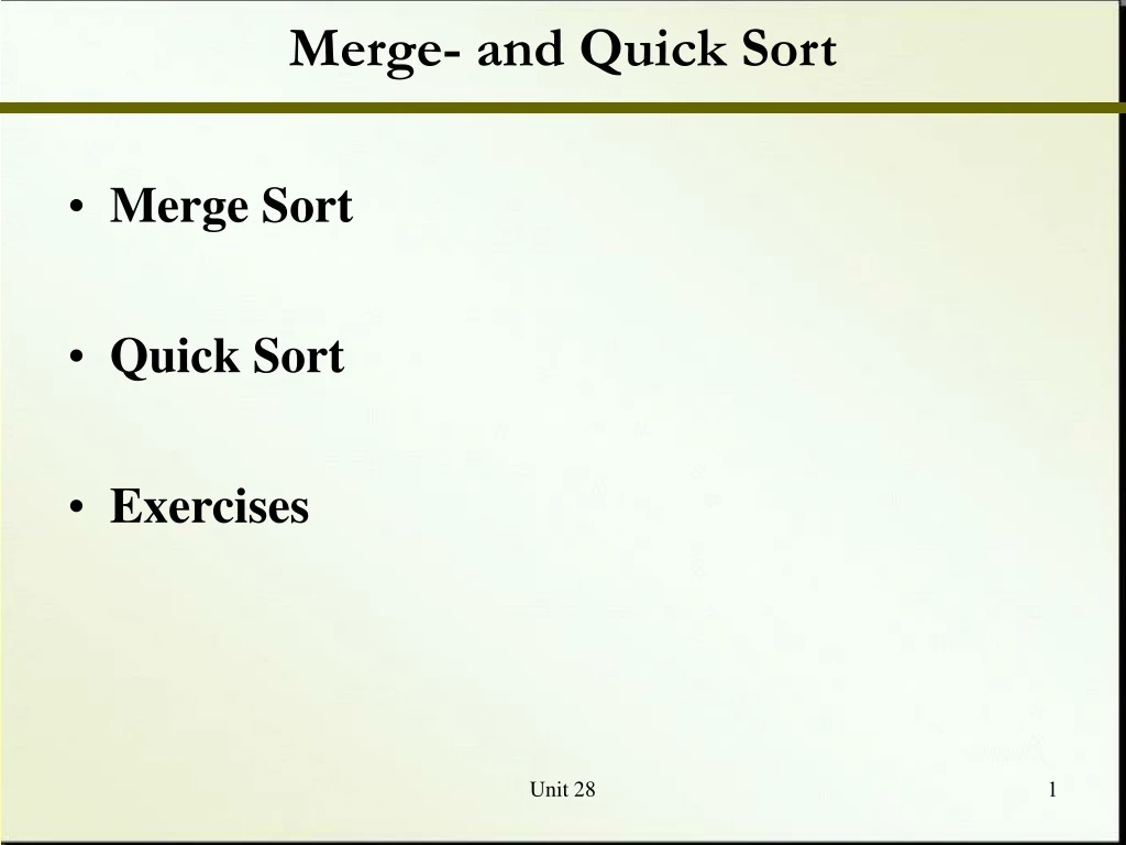 merge and quick sort