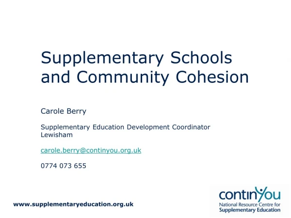 Supplementary Schools and Community Cohesion